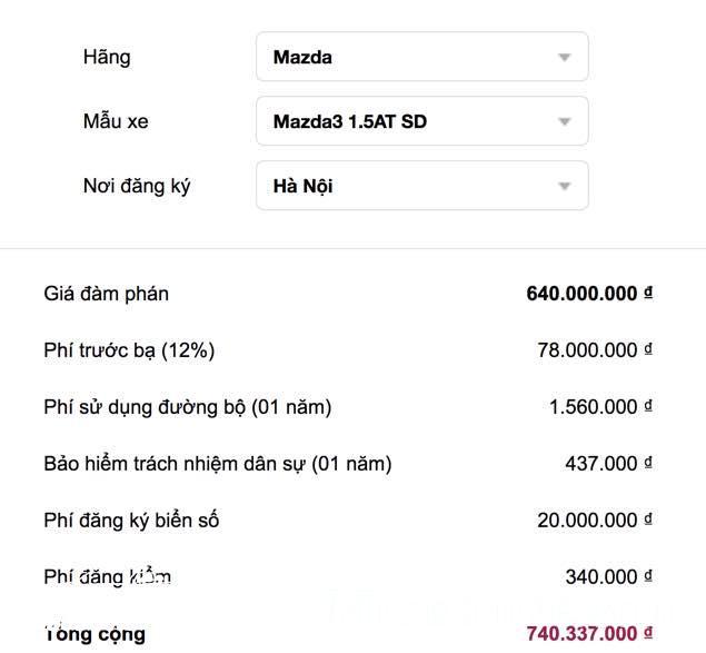 Cách tính giá lăn bánh khi mua xe hơi tại Việt Nam năm 2017 2018
