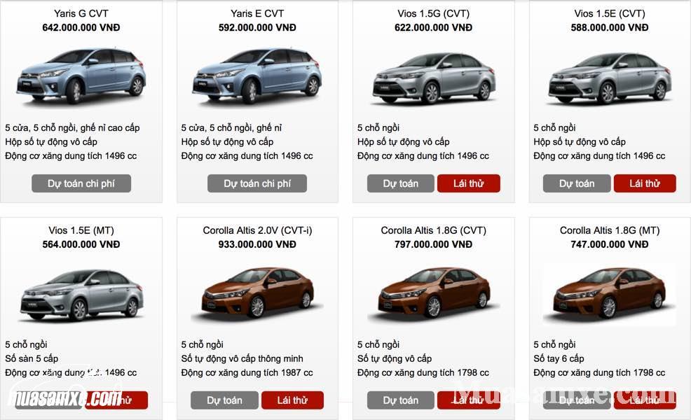 Bảng giá xe Toyota tháng 4 năm 2017