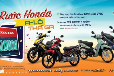 Giá xe máy Honda tháng 9 2017: Nhiều khuyến mãi và quà tặng hấp dẫn!