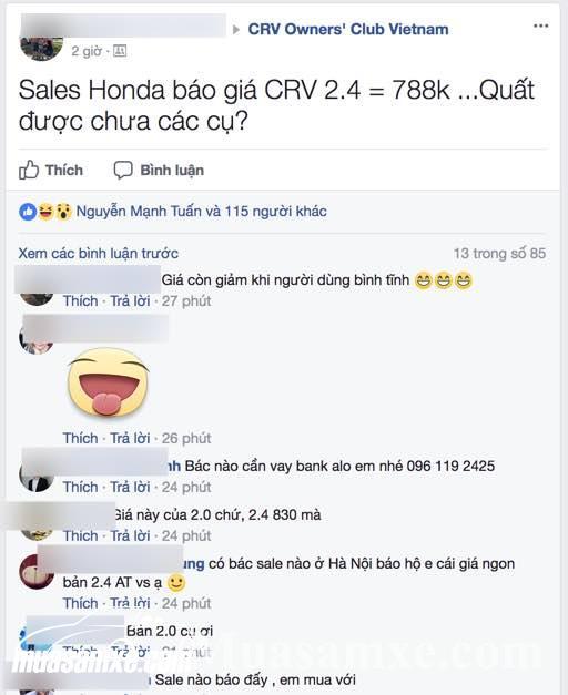 Giá bán xe Honda CR-V 2017 tháng 9 2017 liên tục lập đáy mới
