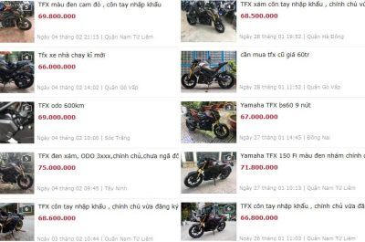 Bảng giá xe Yamaha TFX 150 cũ tại Hà Nội, TP.HCM & các nơi khác