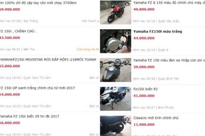 Giá mua bán Yamaha FZ150i cũ năm 2018 bao nhiêu tại Hà Nội và TP.HCM?