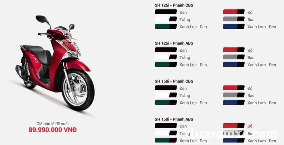 Chi tiết 6 phiên bản 5 màu của Honda SH 2019