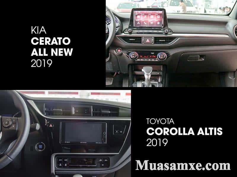 Cụm điểu khiển trung tâm KIA Cerato All New vói Toyota Corolla Altis 2019