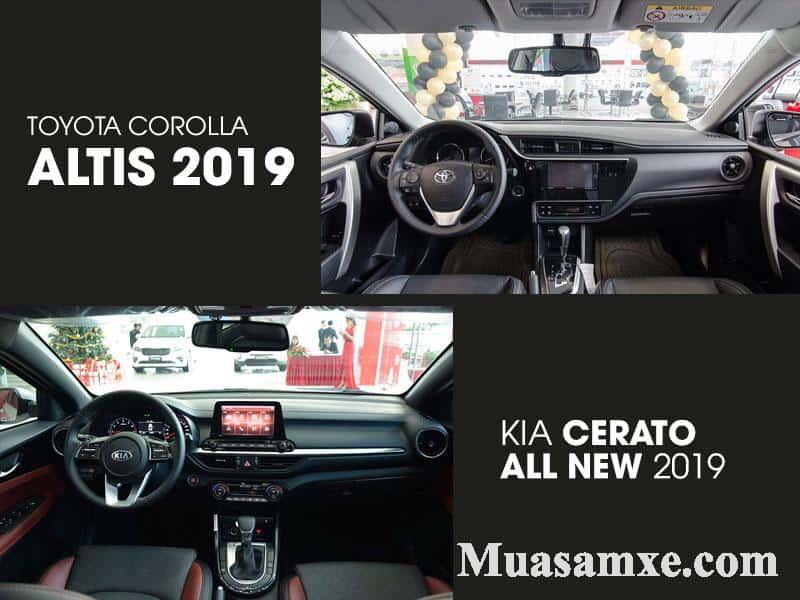Khoang lái KIA Cerato All New và Toyota Corolla Altis 2019
